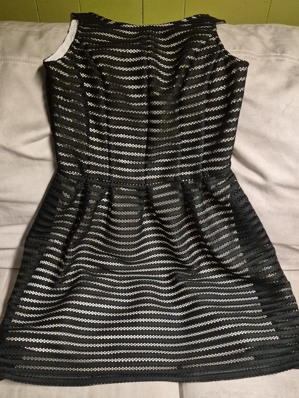 BCX Black Striped Lace Fit-and-Flare Dress